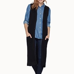 Industry Republic viscose blend black long fluid open duster vest NWT